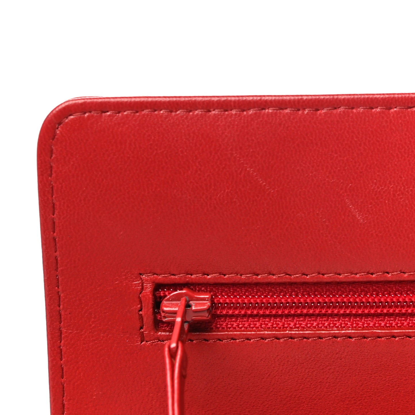 Lambskin Camellia Embossed Wallet On Chain WOC Red