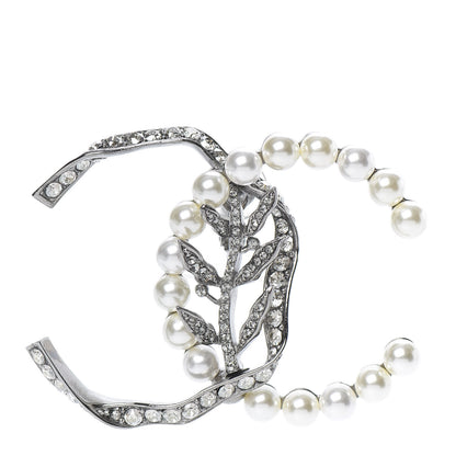 Chanel Crystal Pearl CC Single Clip On Earring Silver 1 of 3