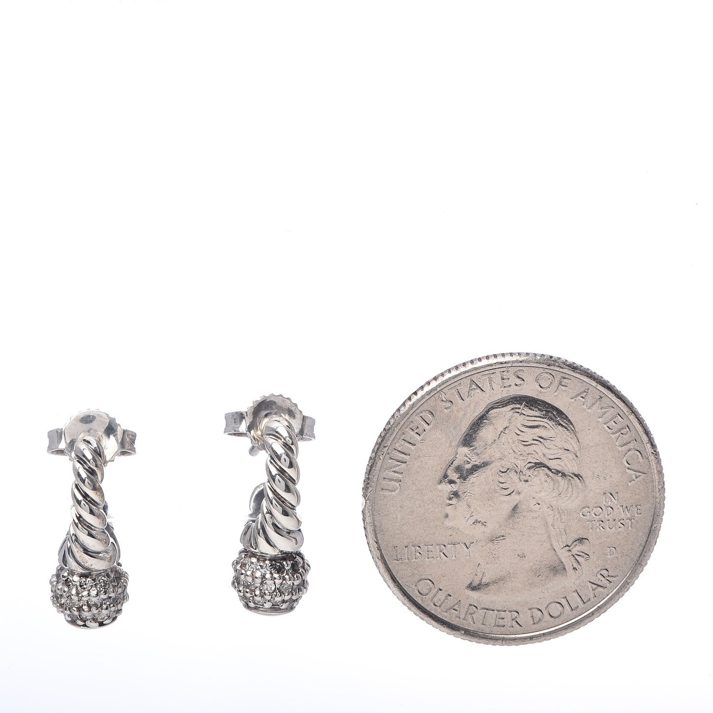 Sterling Silver 18K Yellow Gold Pave Diamond Shrimp Earrings