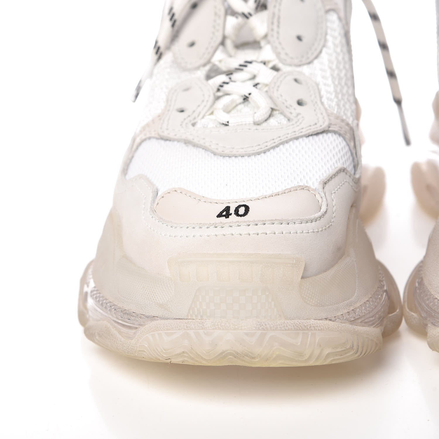 Balenciaga Fabric Mesh Clear Sole Mens Triple S Sneakers 40 White 10 of 15
