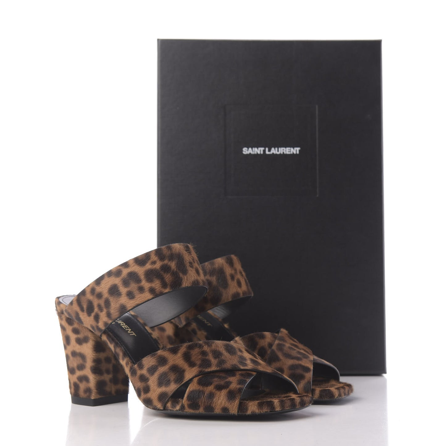 Ponyhair Leopard Print Oak 75 Ankle Strap Sandals 36.5 Brown