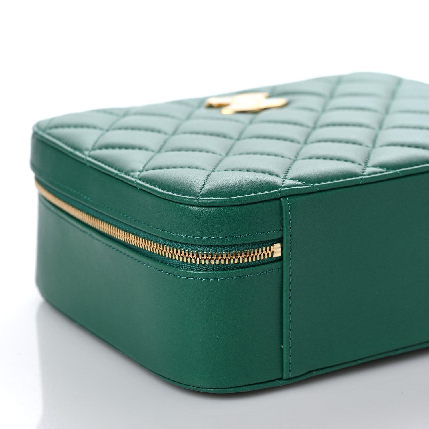 Chanel Lambskin Quilted Top Handle Vanity Case Green 7 of 8