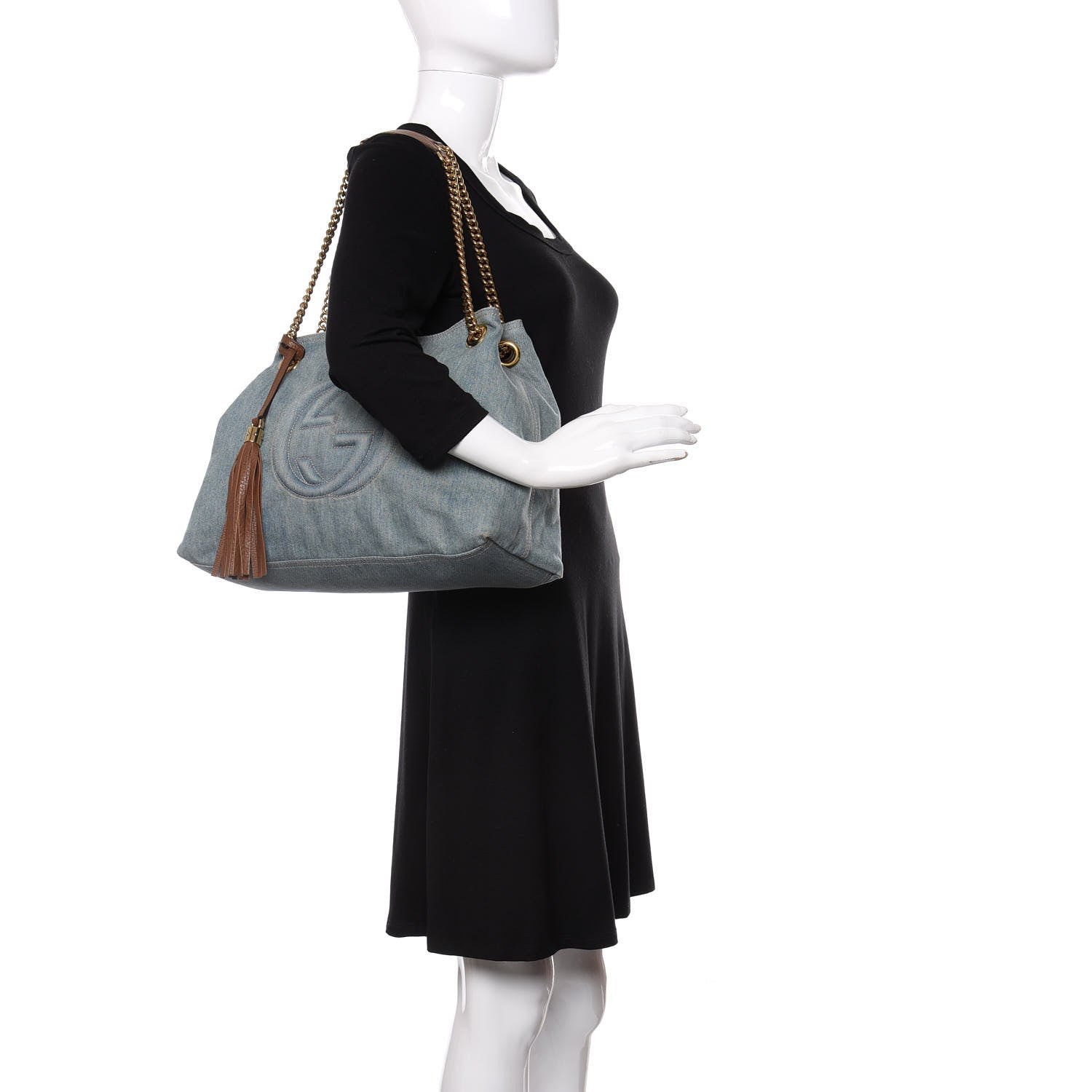 Gucci Denim Medium Soho Chain Shoulder Bag Blue 2 of 17