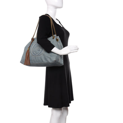 Gucci Denim Medium Soho Chain Shoulder Bag Blue 2 of 17
