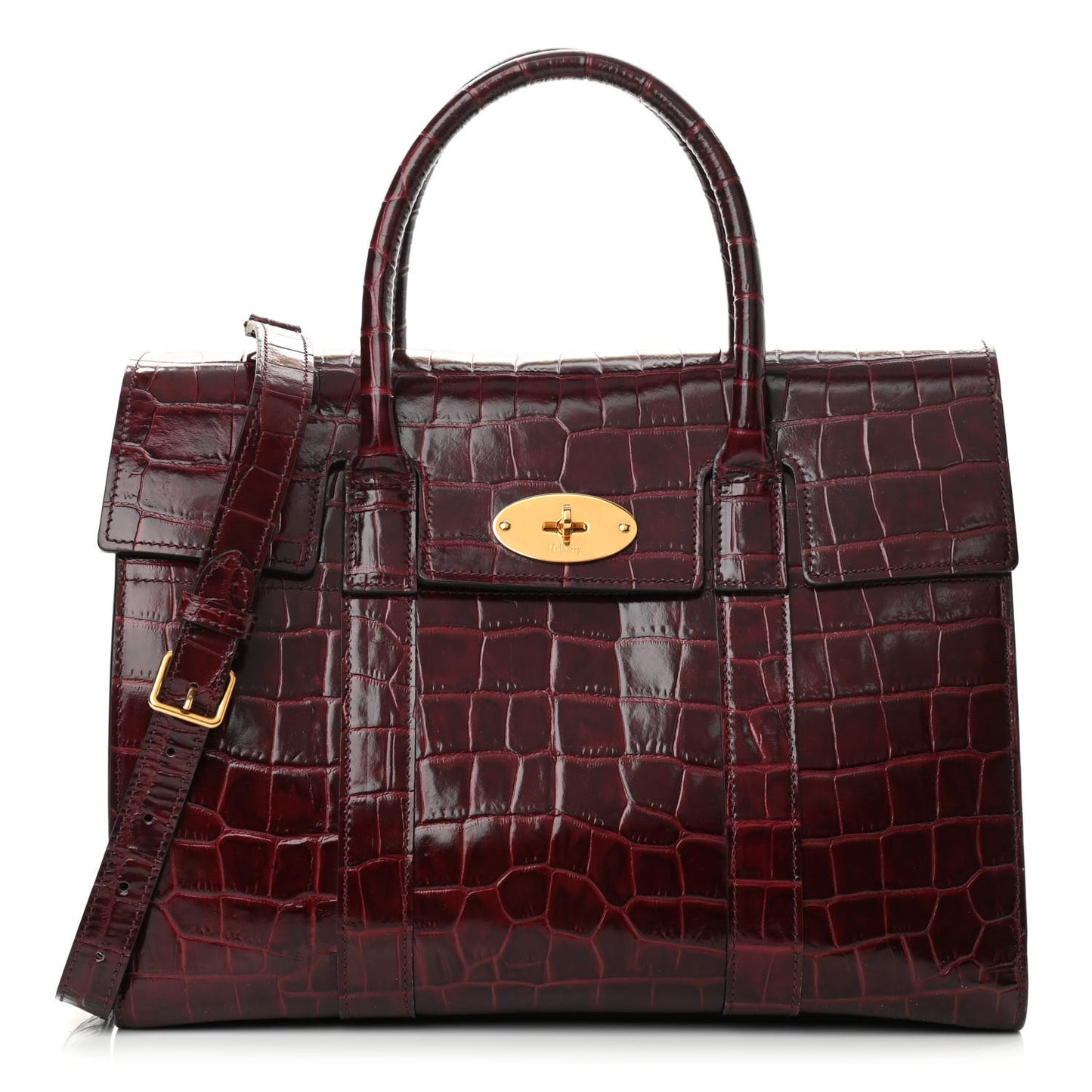 Crocodile Embossed Calfskin Bayswater Oxblood