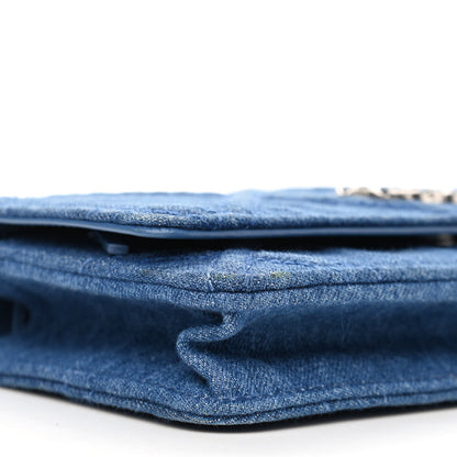 Chanel Denim Quilted Chanel 19 Wallet On Chain WOC Blue 10 of 12