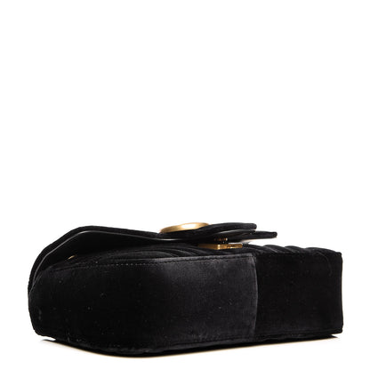 Gucci Velvet Matelasse Mini GG Marmont Shoulder Bag Black 4 of 8
