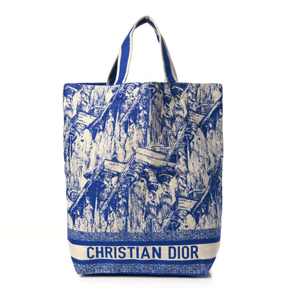 Christian Dior Canvas Print Cruise Tote Ivory Blue 1 of 8
