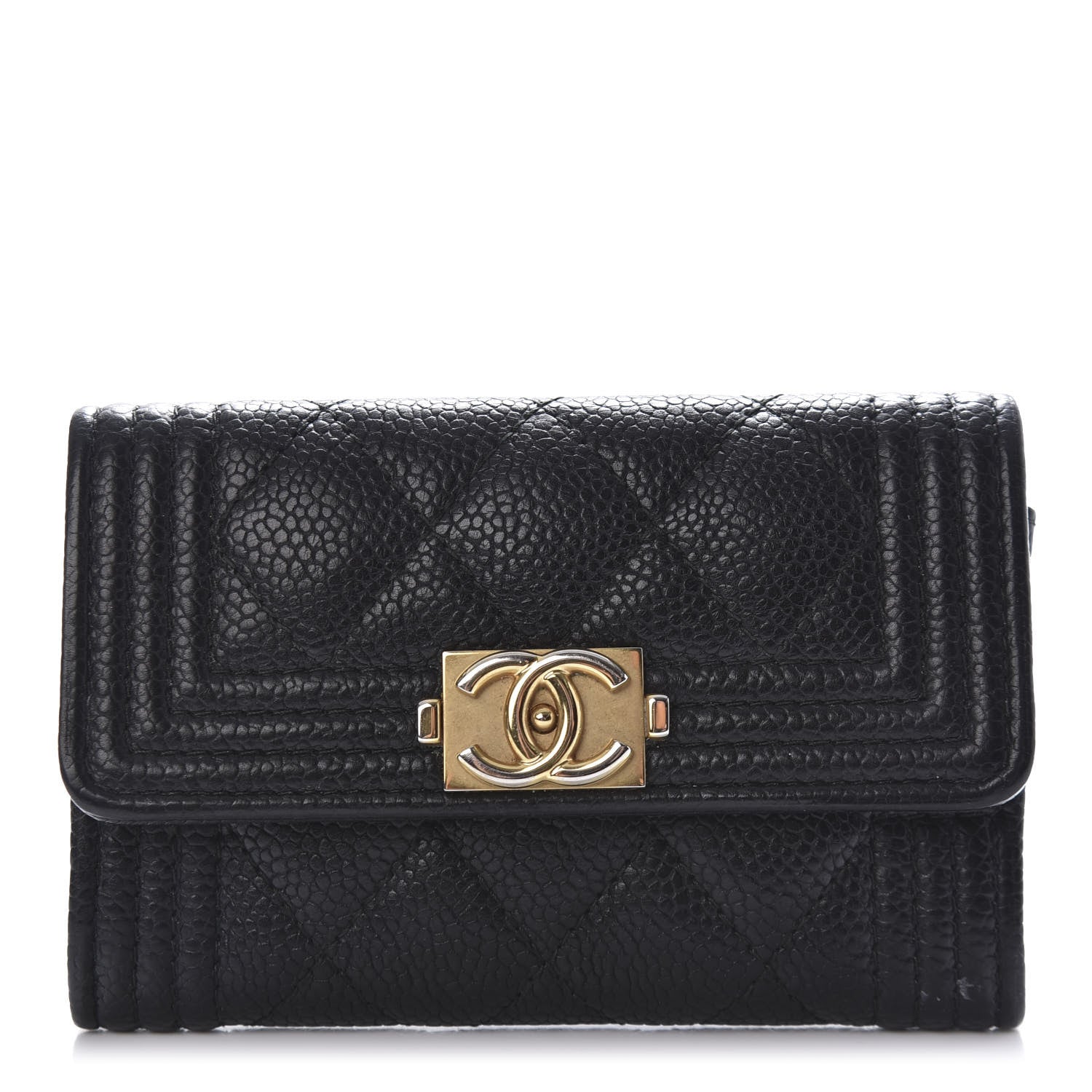 Chanel Caviar Quilted Boy Flap Card Holder Black 1 of 8