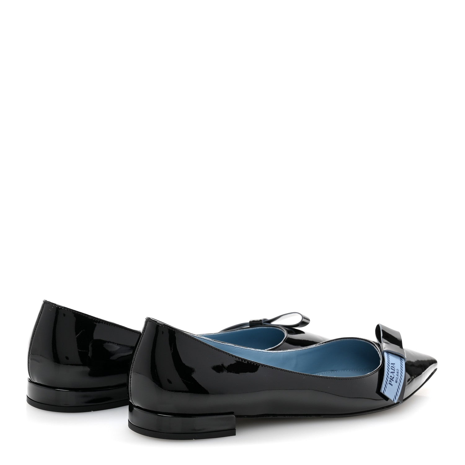 Prada Vernice Logo Bow Ballerina Flats 40.5 Black 5 of 9