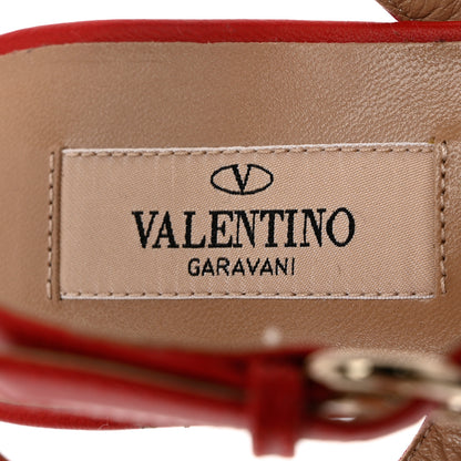 Valentino Garavani Calfskin Nappa Rockstud Ankle Wrap Flat Thong Sandals 35 Rouge Pur 7 of 10