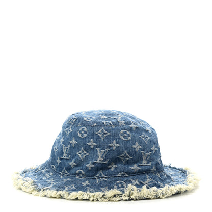 Louis Vuitton Monogram Denim Fringe Bob Bucket Hat M Blue 1 of 8