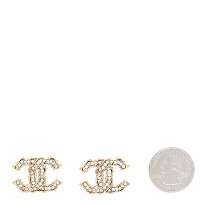 Chanel Crystal CC Earrings Gold 2 of 6