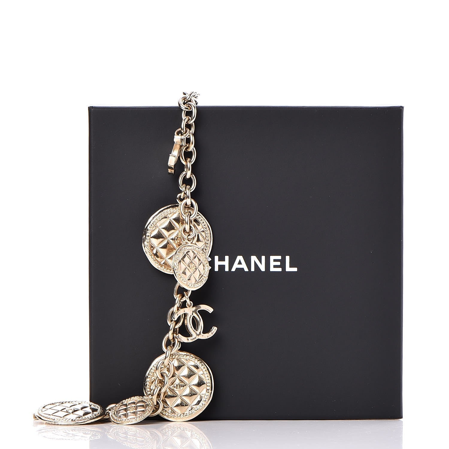 Chanel Medallion CC Quilted Pendant Necklace Gold 6 of 6