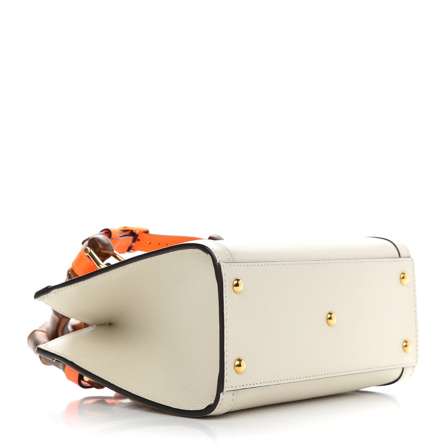Wonka Grain Calfskin Mini Diana Tote Bag Mystic White Orange Fluo