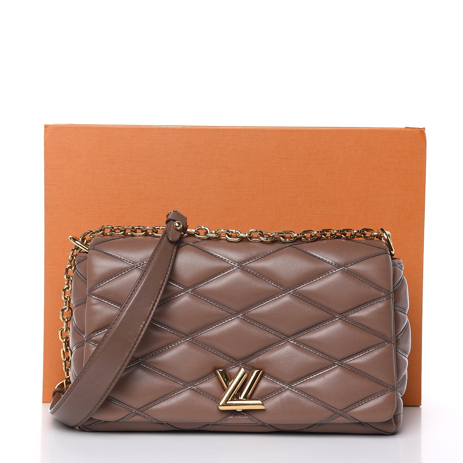 Louis Vuitton Lambskin Malletage GO-14 MM Taupe 14 of 14