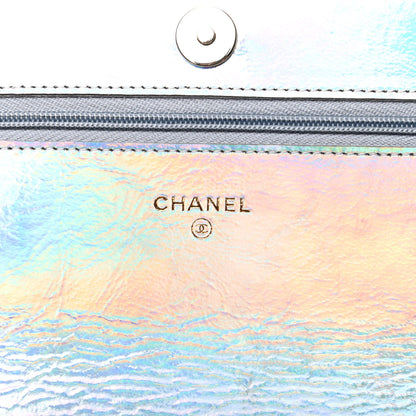 Chanel Iridescent Goatskin Quilted Wallet On Chain WOC Silver 6 of 10