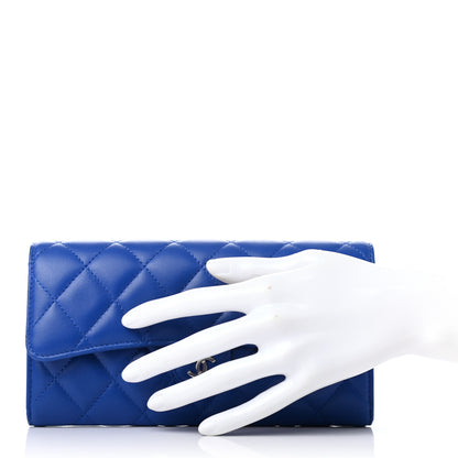Chanel Lambskin Quilted Large Gusset Flap Wallet Royal Blue 2 of 8