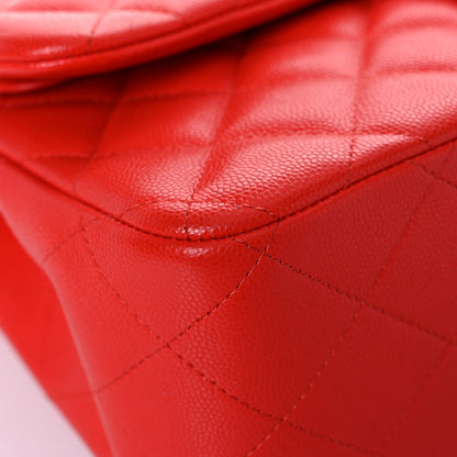 Chanel Caviar Quilted Jumbo Double Flap Red 8 of 15