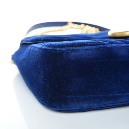 Gucci Velvet Matelasse Medium GG Marmont Shoulder Bag Cobalt Blue 9 of 12