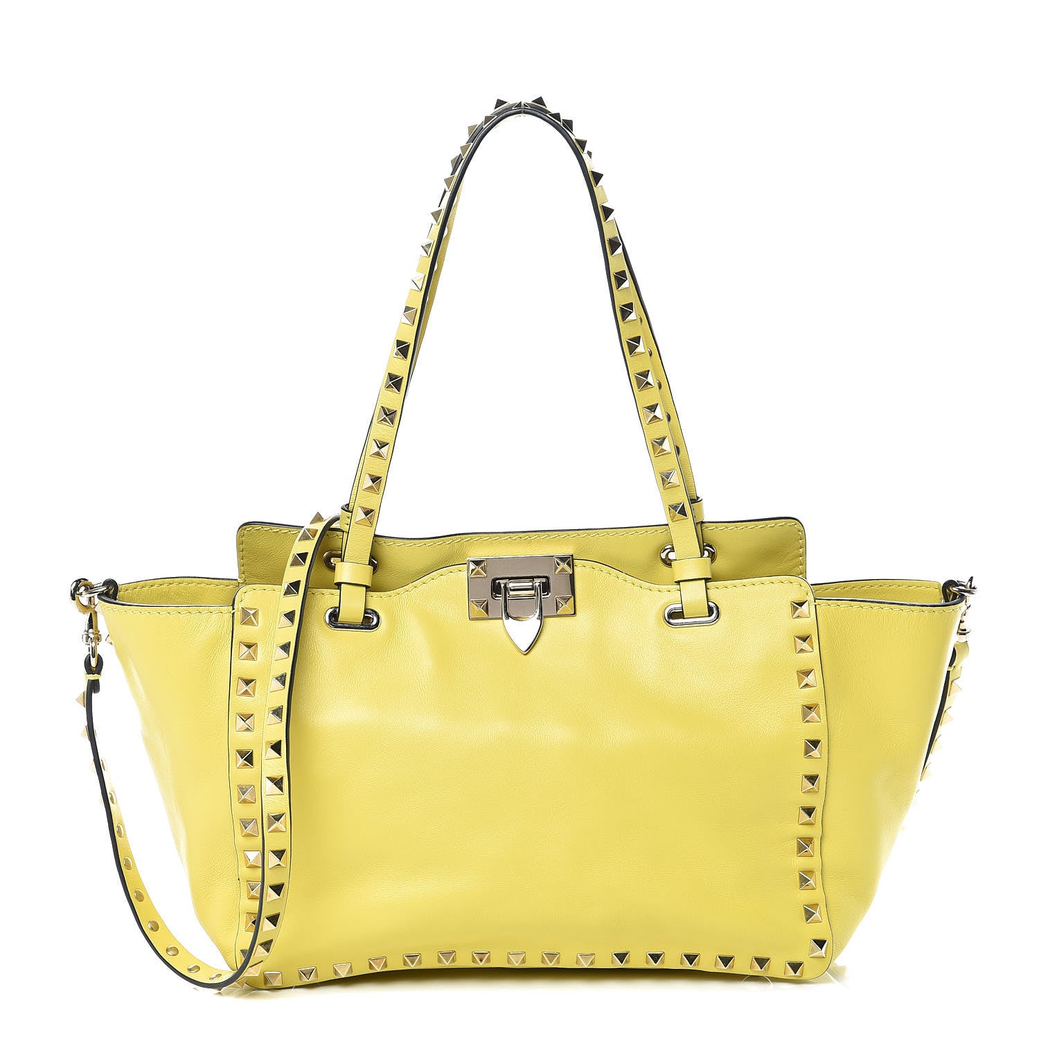 Valentino Garavani Vitello Small Rockstud Tote Water Yellow 1 of 9