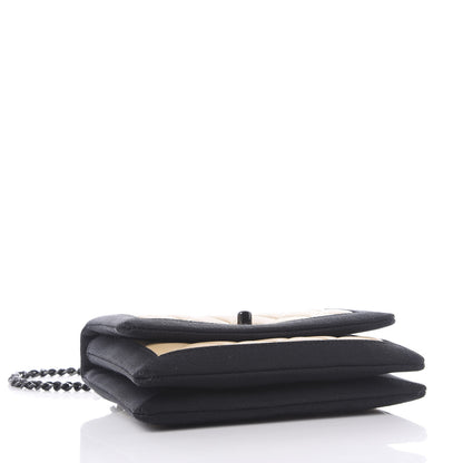 Chanel Lambskin Grosgrain Quilted Flap Beige Black 3 of 11