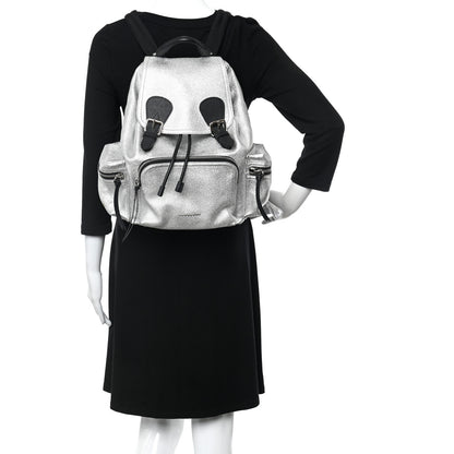 Burberry Metallic Deerskin Medium Rucksack Backpack Silver 3 of 14