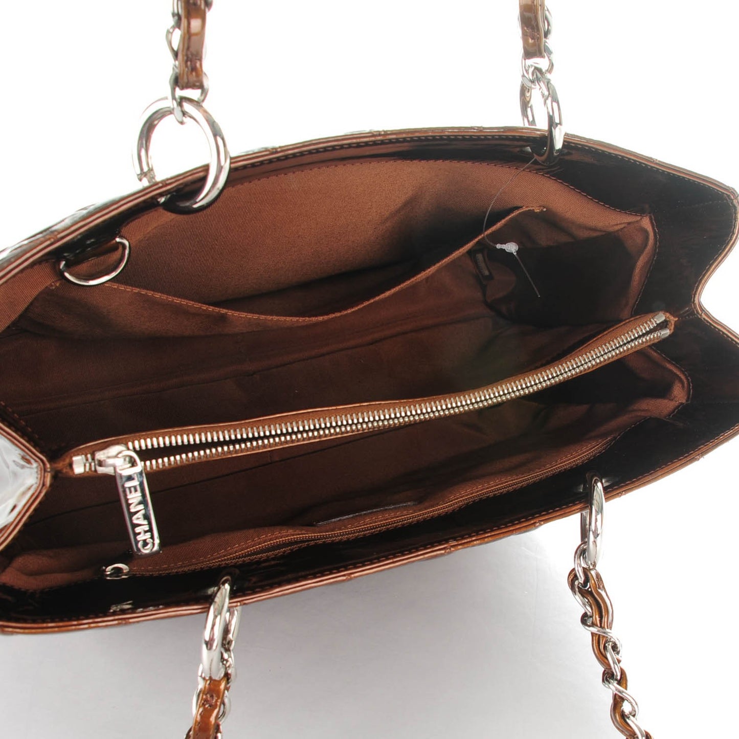 Metallic Patent Quilted Grand Shopping Tote GST Bronze