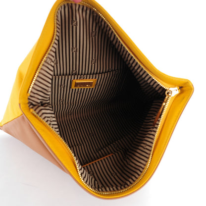 Fendi Vitello Foldover Clutch Yellow Brown 5 of 8
