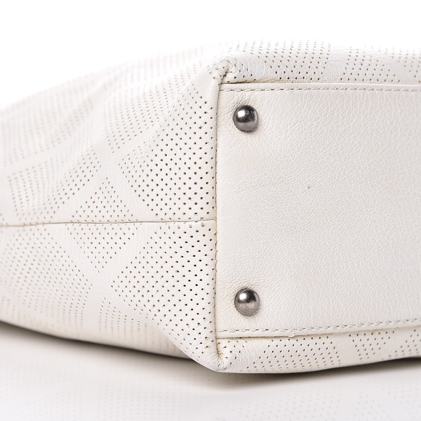 Goatskin Perforated Large CC Tote White