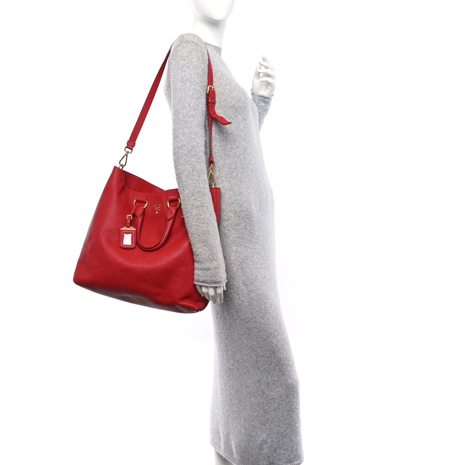 Prada Vitello Daino Shopping Tote Fuoco 2 of 17