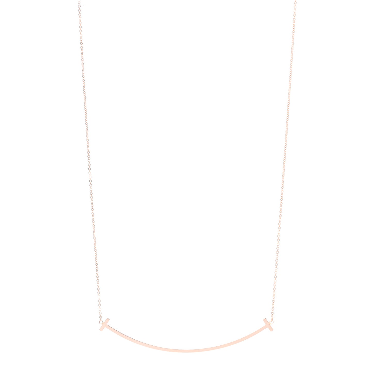 18K Rose Gold Large T Smile Pendant Necklace