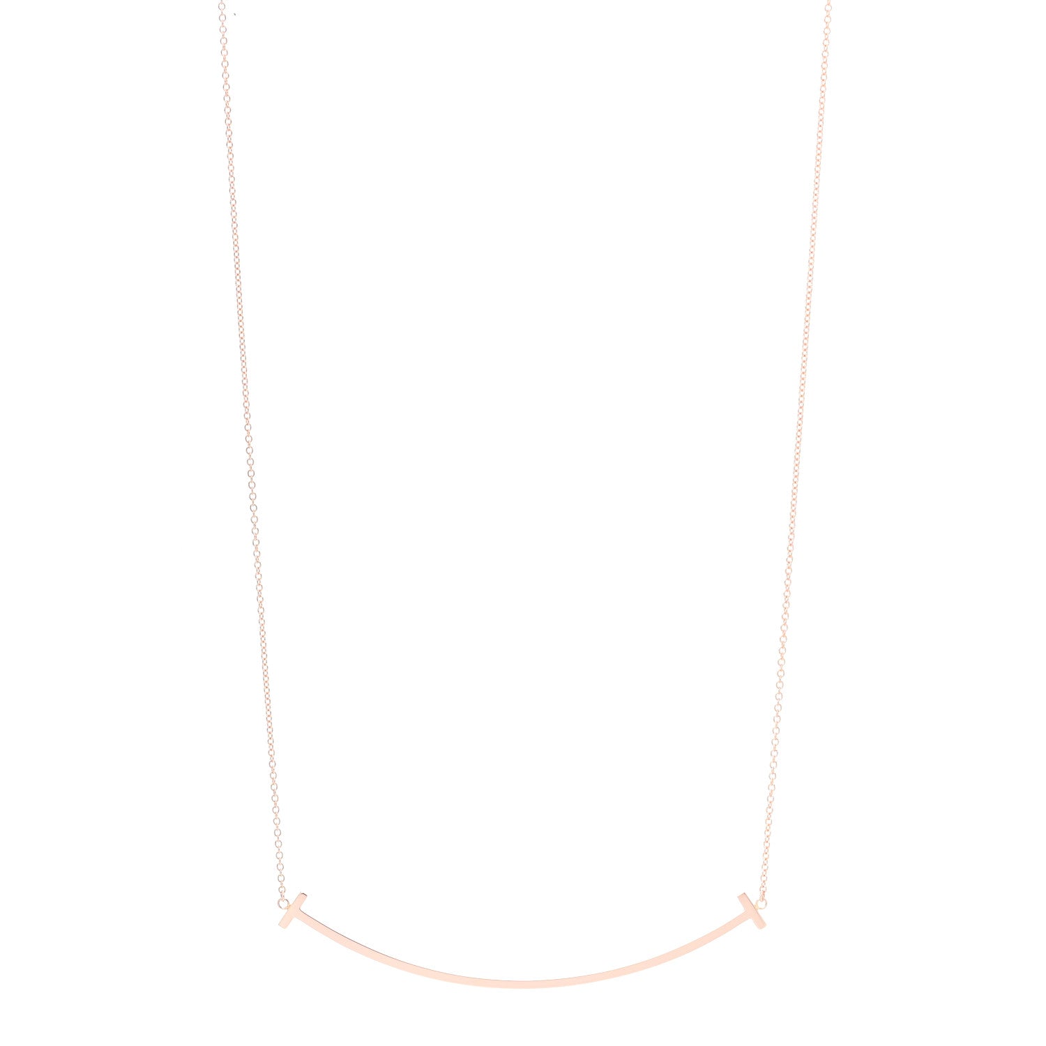 Tiffany 18K Rose Gold Large T Smile Pendant Necklace 1 of 6