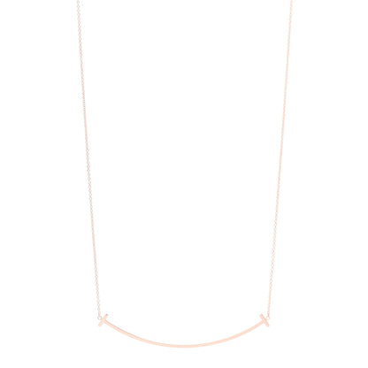 Tiffany 18K Rose Gold Large T Smile Pendant Necklace 1 of 6