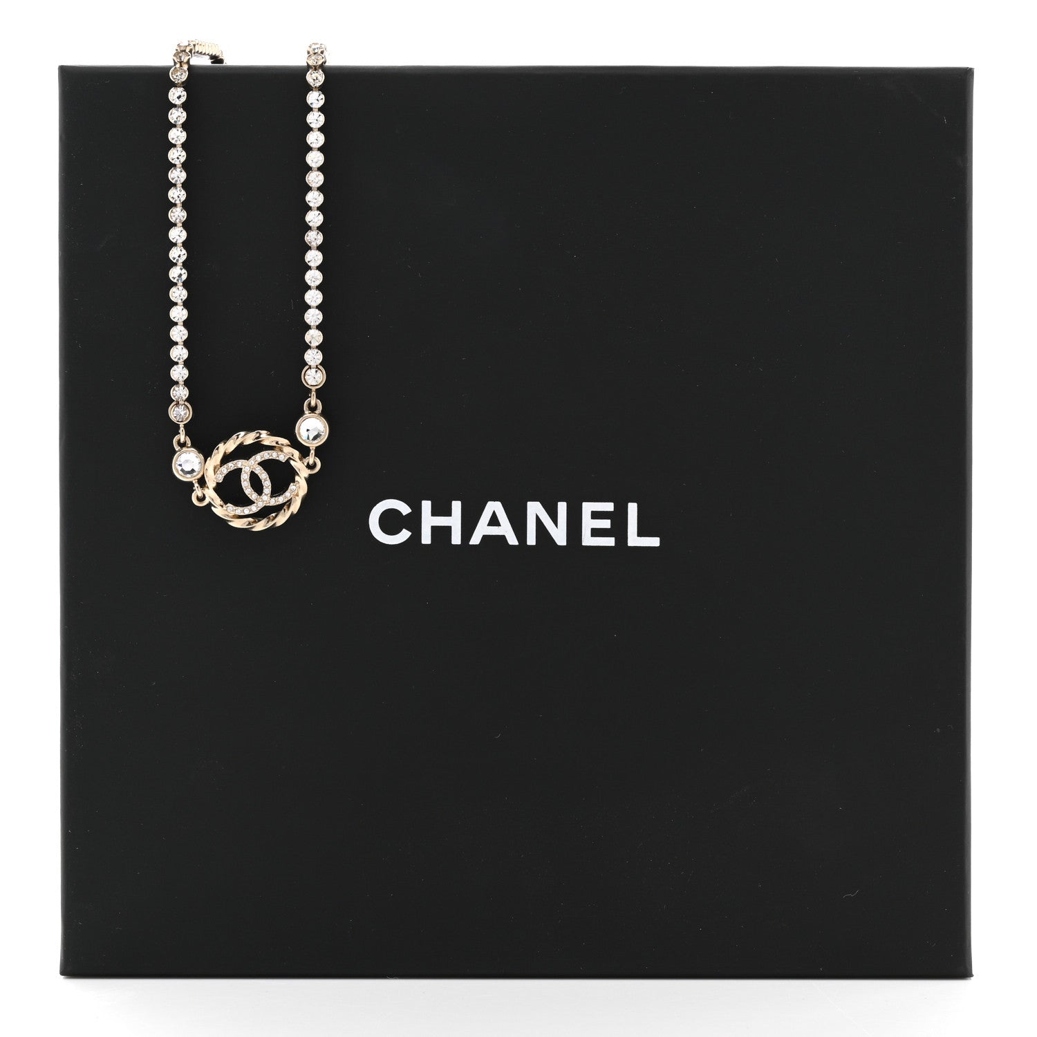 Chanel Metal Crystal CC Choker Necklace Gold 6 of 6