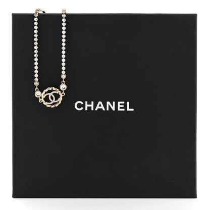 Chanel Metal Crystal CC Choker Necklace Gold 6 of 6