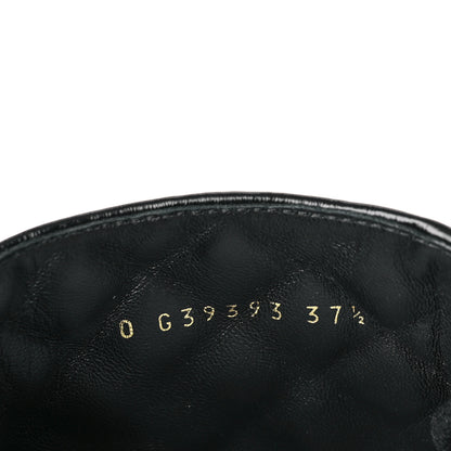 Chanel Shiny Calfskin Patent Quilted Chain Lace Up Combat Boots 37.5 Black 8 of 8