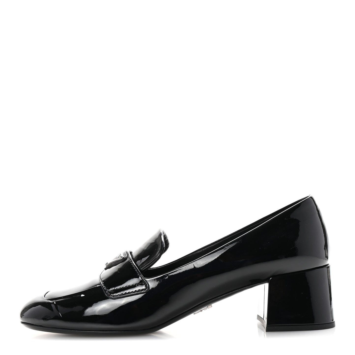 Vernice Metal Triangle Logo 45mm Loafer Pumps 38 Black