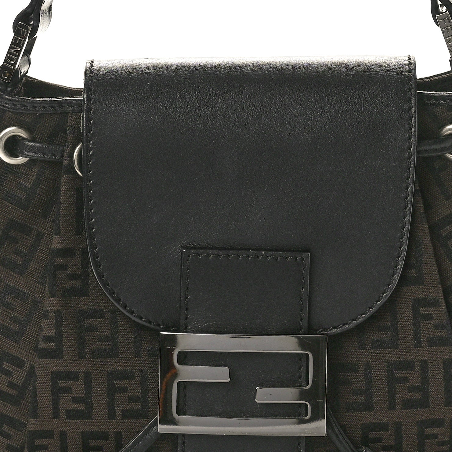 Fendi Zucchino Mini Shoulder Bag Tobacco Black 7 of 10
