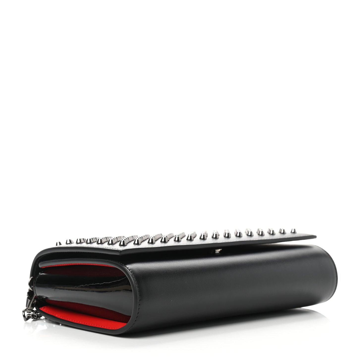 Calfskin Patent Spikes Paloma Clutch Black