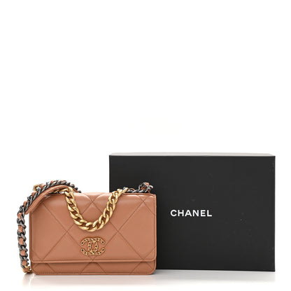 Chanel Lambskin Quilted Chanel 19 Wallet On Chain WOC Brown 12 of 12