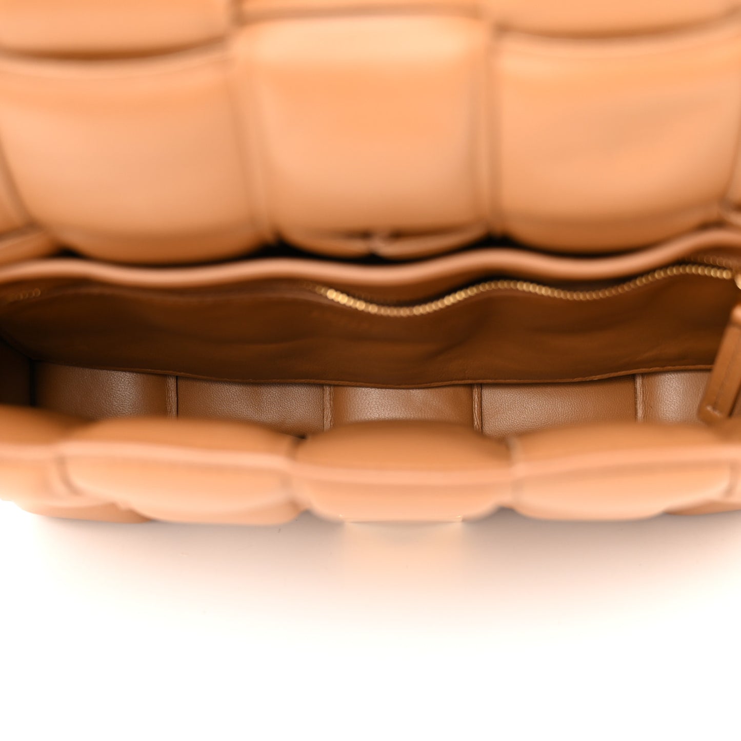 Nappa Maxi Intreccio Padded Cassette Crossbody Bag Caramel