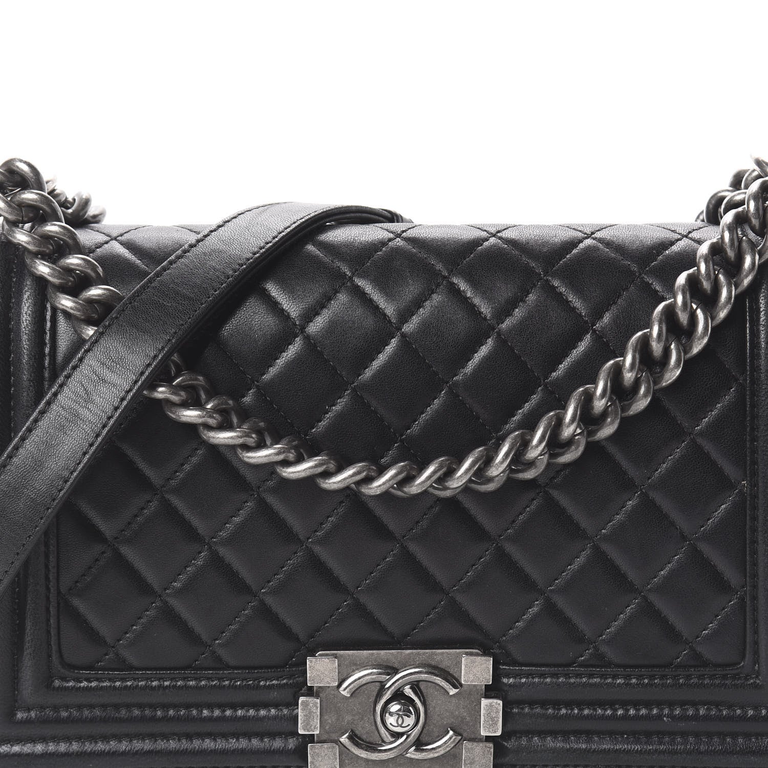 Chanel Lambskin Quilted Medium Boy Flap Black 7 of 9