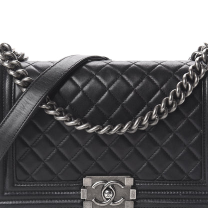 Chanel Lambskin Quilted Medium Boy Flap Black 7 of 9