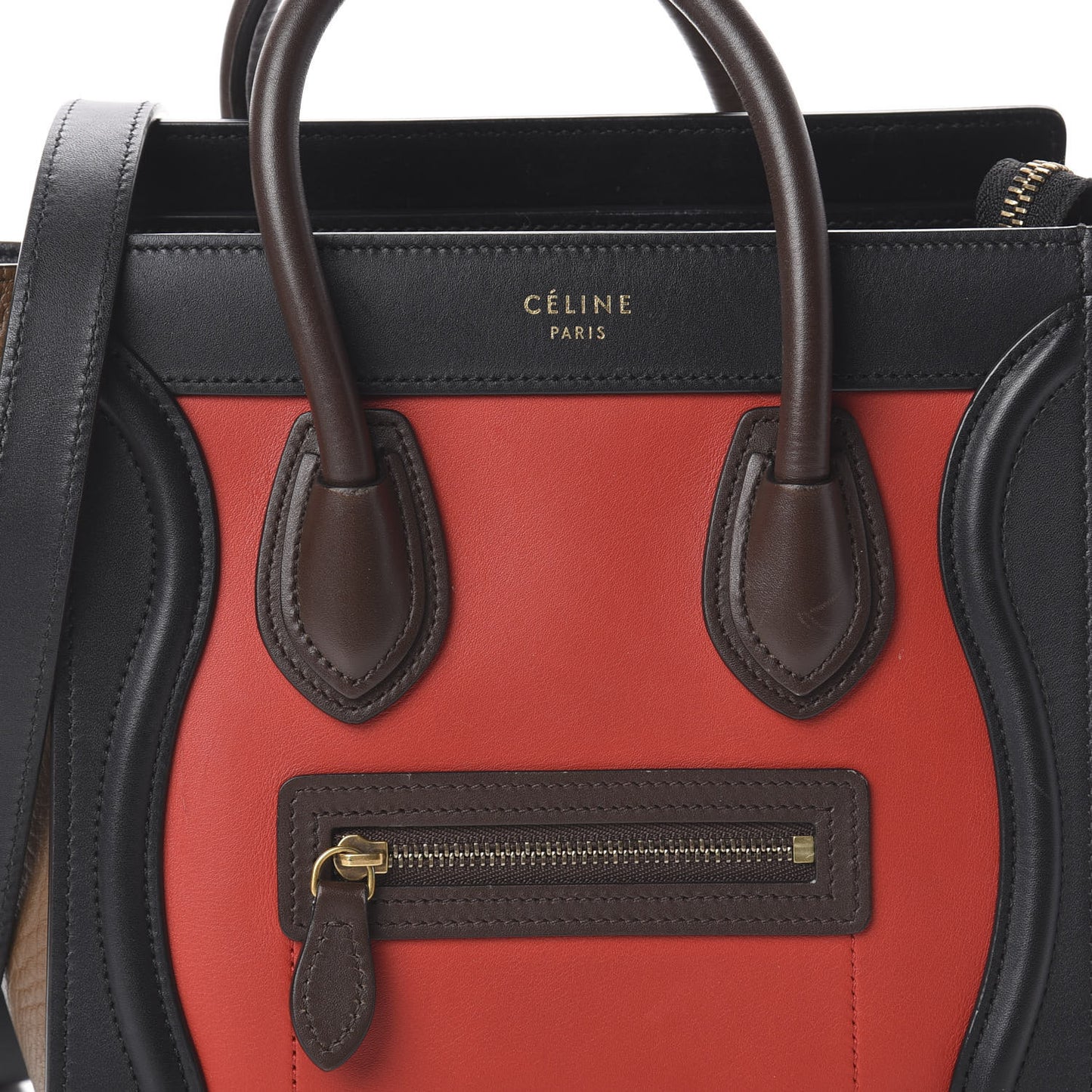 Calfskin Bullhide Nano Tri-Color Luggage Bright Red