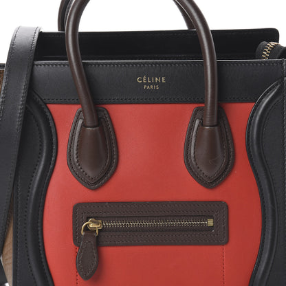 Celine Calfskin Bullhide Nano Tri-Color Luggage Bright Red 6 of 8