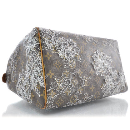 Louis Vuitton Monogram Dentelle Speedy 30 Silver 6 of 9