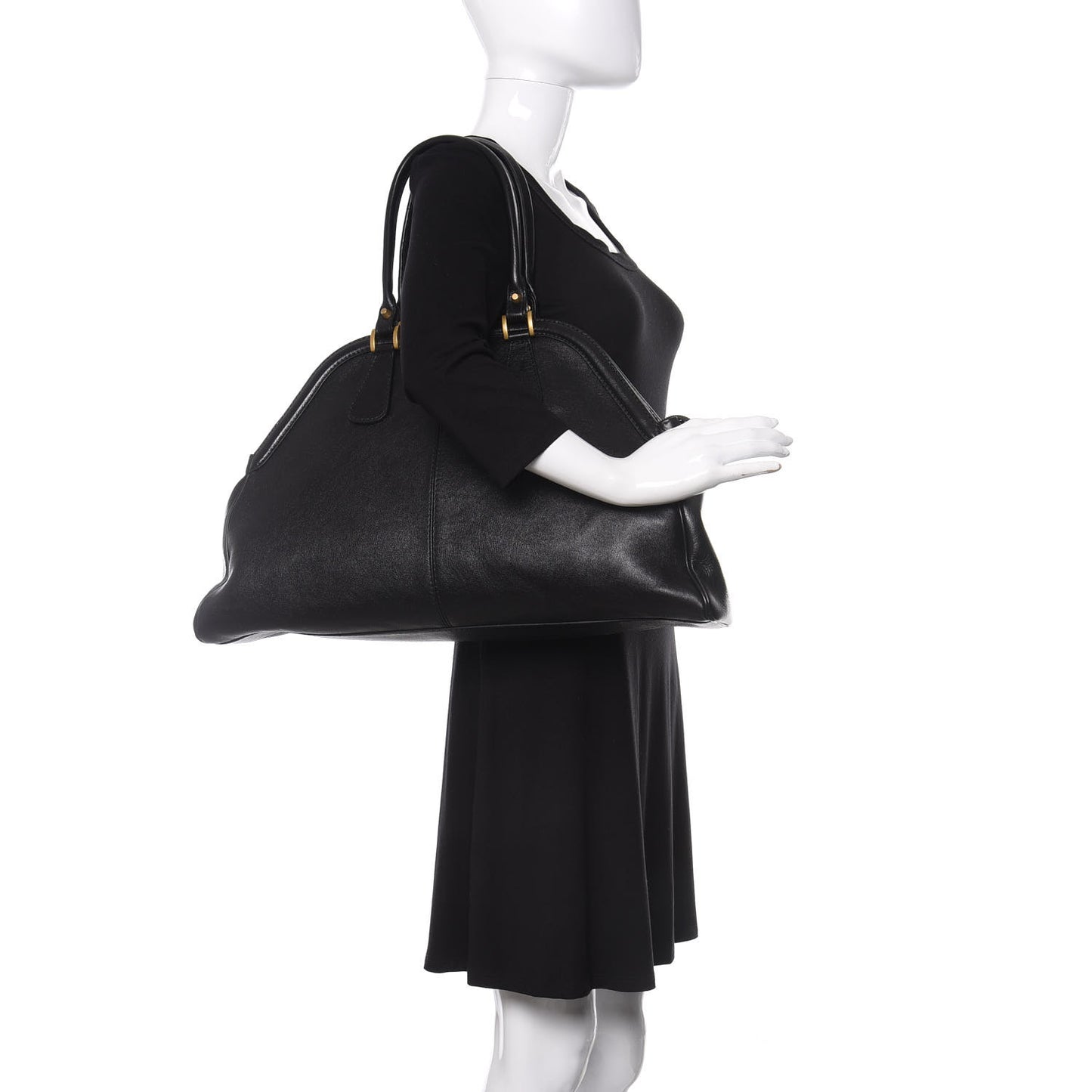 Calfskin Large Re(Belle) Top Handle Bag Black