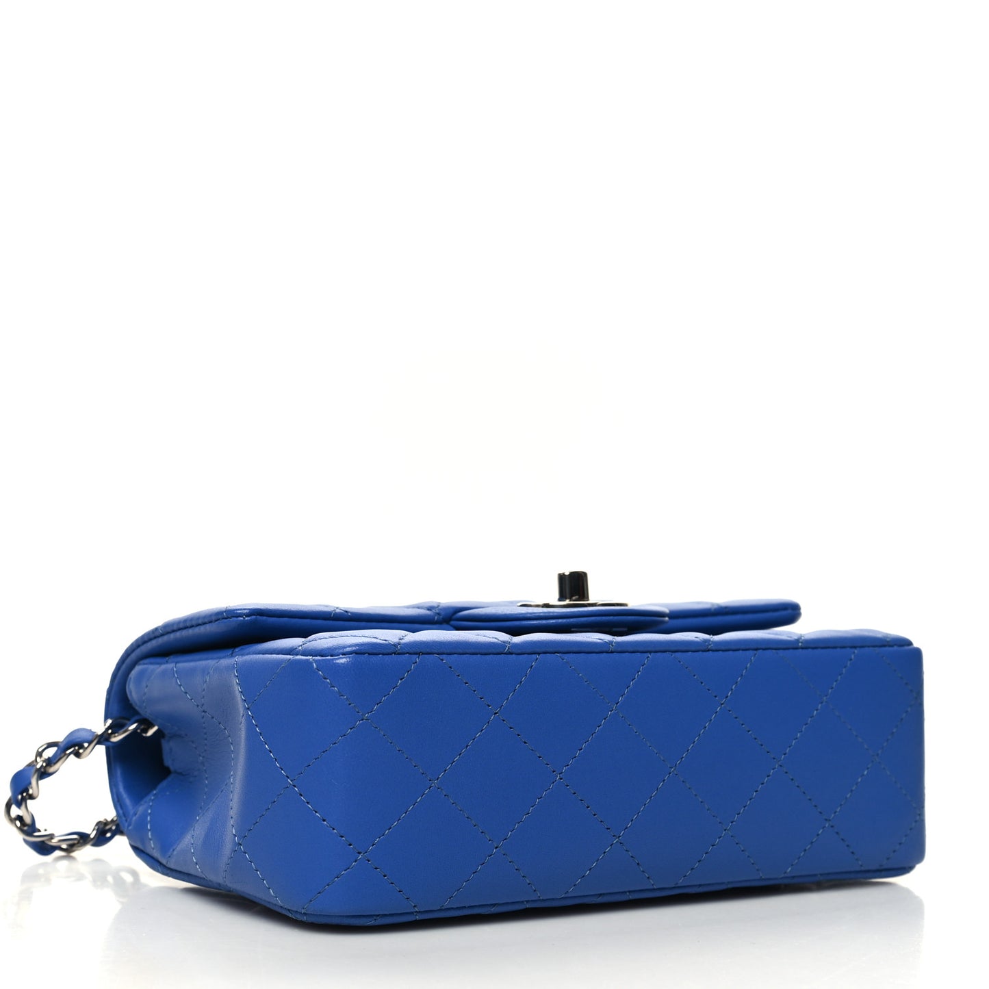 Lambskin Quilted Mini Rectangular Flap Blue