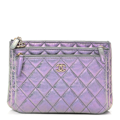 Chanel Iridescent Crumpled Calfskin Trio Cosmetic Case Purple 1 of 13